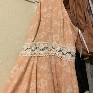 Pink and white halter top dress